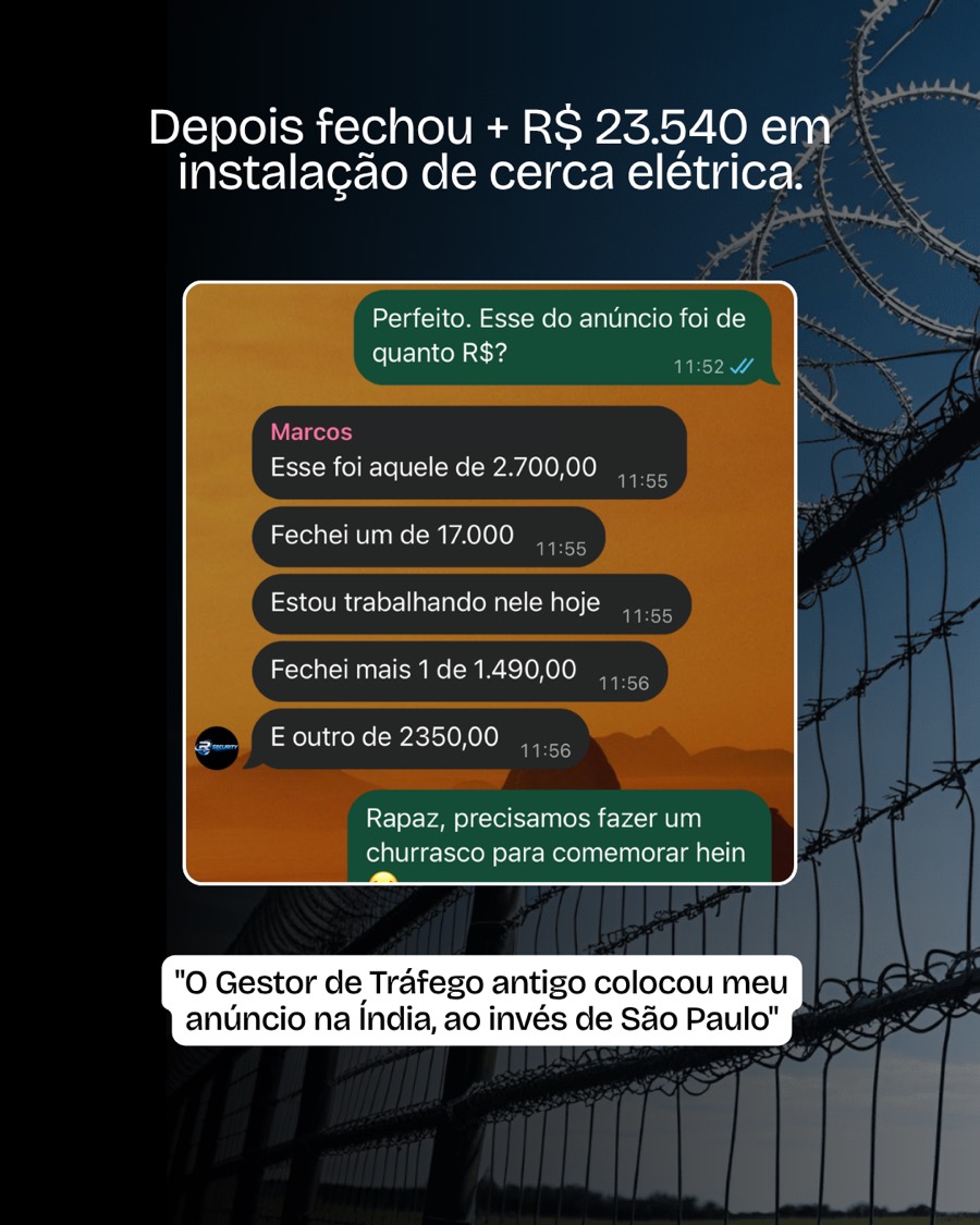 Instalador de cerca elétrica fecha mais R$ 23.540 vindos do anúncio, depois de o gestor anterior ter colocado o anúncio na Índia em vez de São Paulo